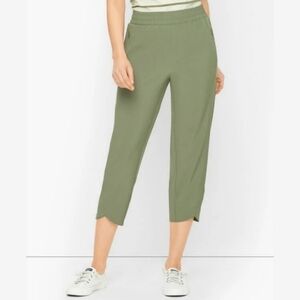Talbots Olive Green High Rise Lightweight Stretch Wrap Hem Crop Pants